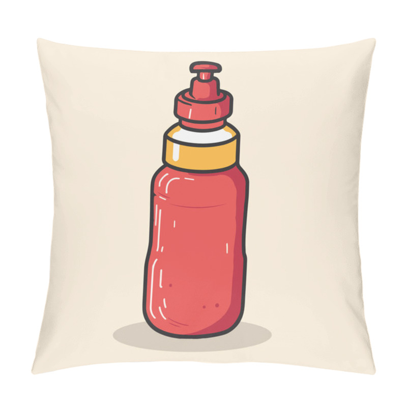 Personality  Tomato Ketchup, Sauce Bottle Vector Illustration Pillow Covers