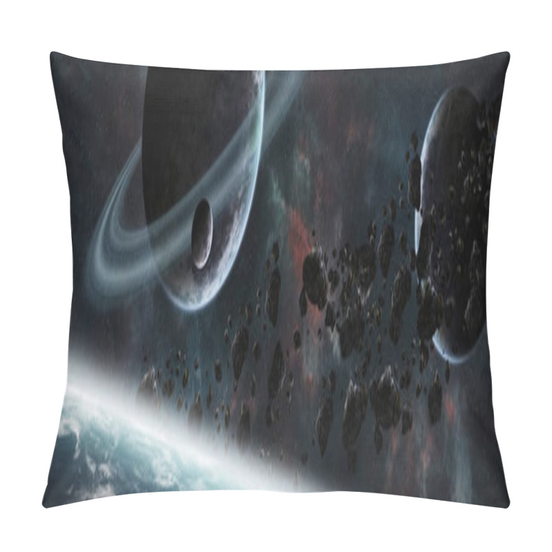 Personality  Panoramic View Of Planets In Distant Solar System 3D Rendering E Pillow Covers