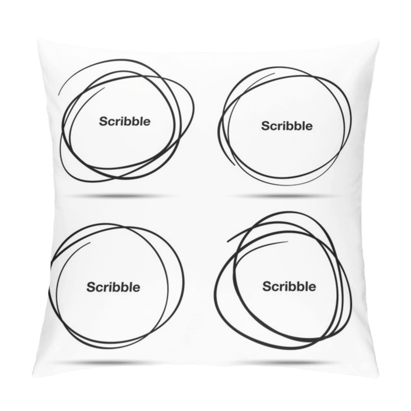 Personality  Set Of Hand Drawn Scribble Circles Pillow Covers