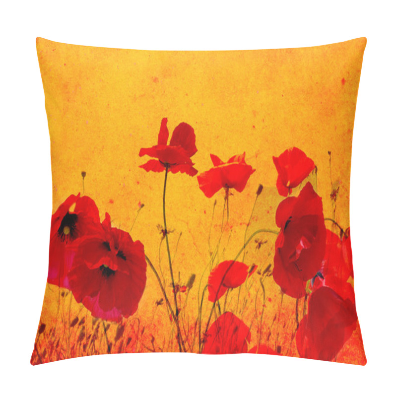 Personality  Grunge Poppies Background Pillow Covers