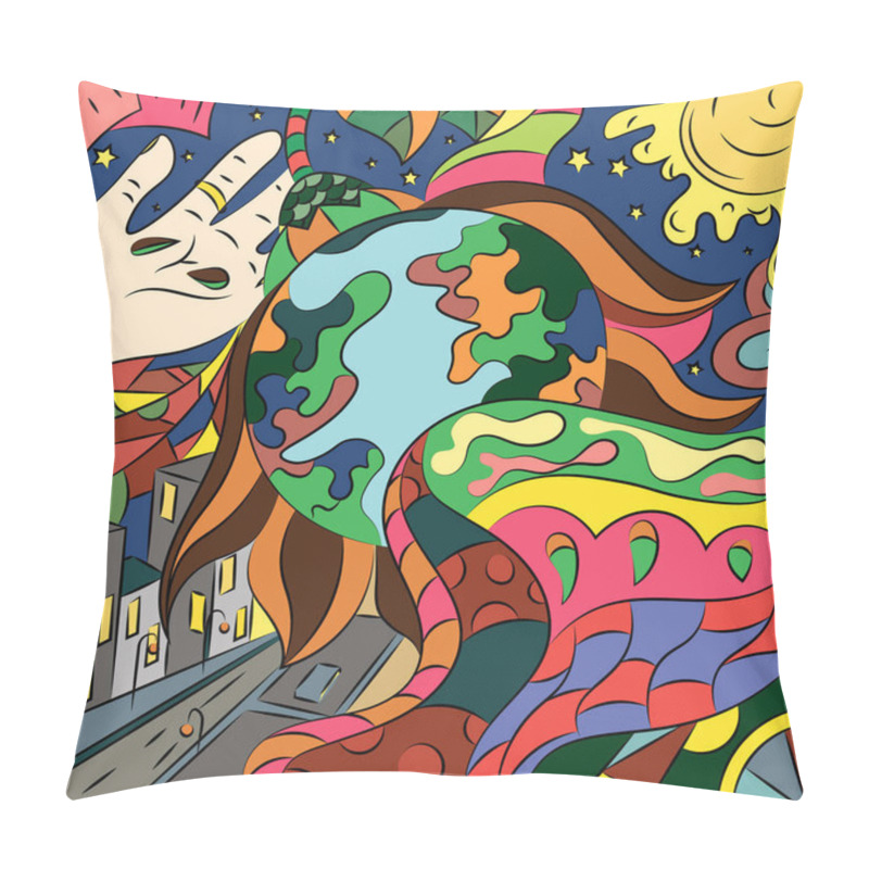 Personality  Bright Abstract Illustration On A Free Theme. Surreal Fantasy Vector Graphics. Pillow Covers