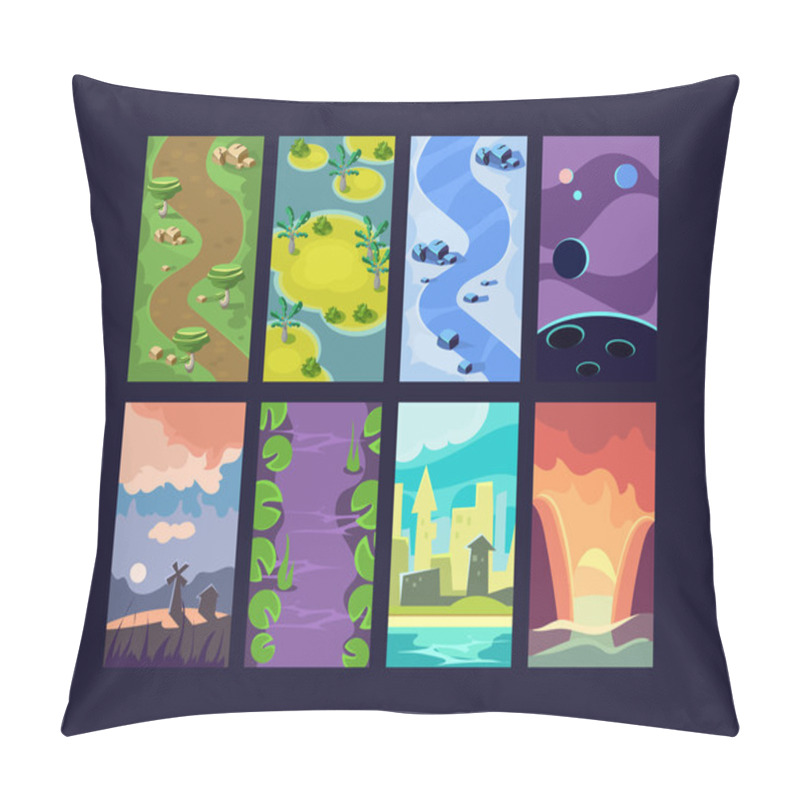 Personality  Set Of Seamless Cartoon Landscapes Pillow Covers