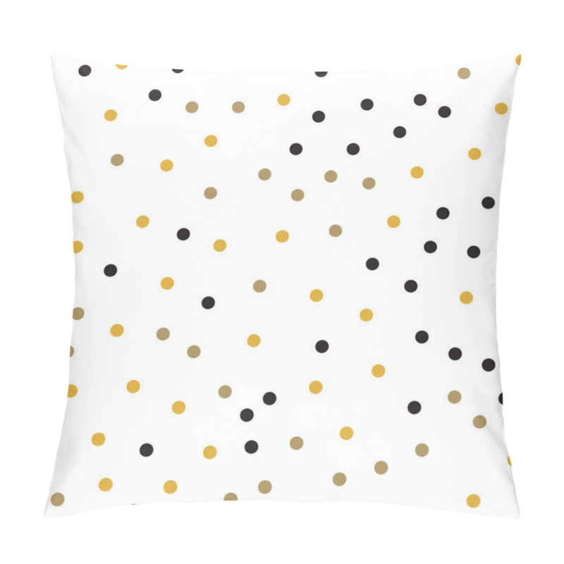 Personality  Polka Dot Seamless Vector Pattern Black Background. White And Black Polka Dots Background. Chaotic Elements. Abstract Geometric Shape Texture. Design Template For Wallpaper,wrapping, Textile. Vector I Pillow Covers