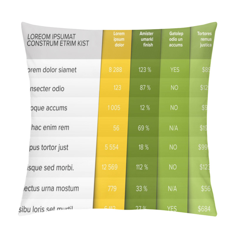 Personality  Multipurpose Table Layout Template With Nice Folded Design - Yellow And Green Version Pillow Covers