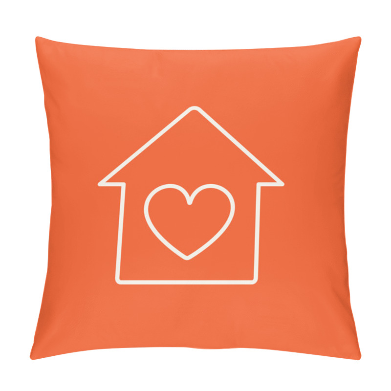 Personality  House With Heart Symbol Line Icon. Pillow Covers