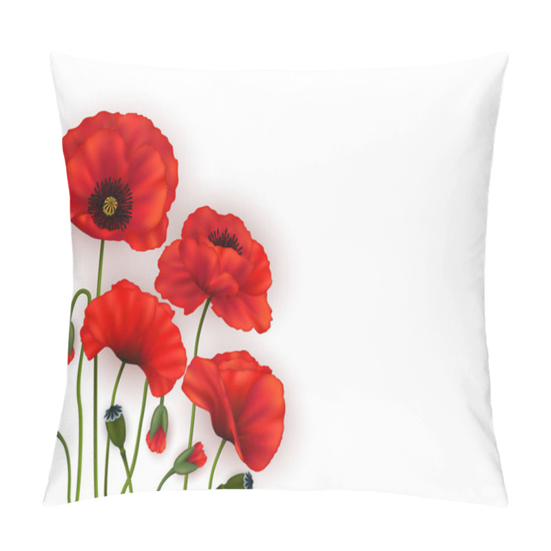 Personality  Illustration Of Template For Wedding, Greeting Or Invitation Card With Poppy Flowers Isolated Pillow Covers