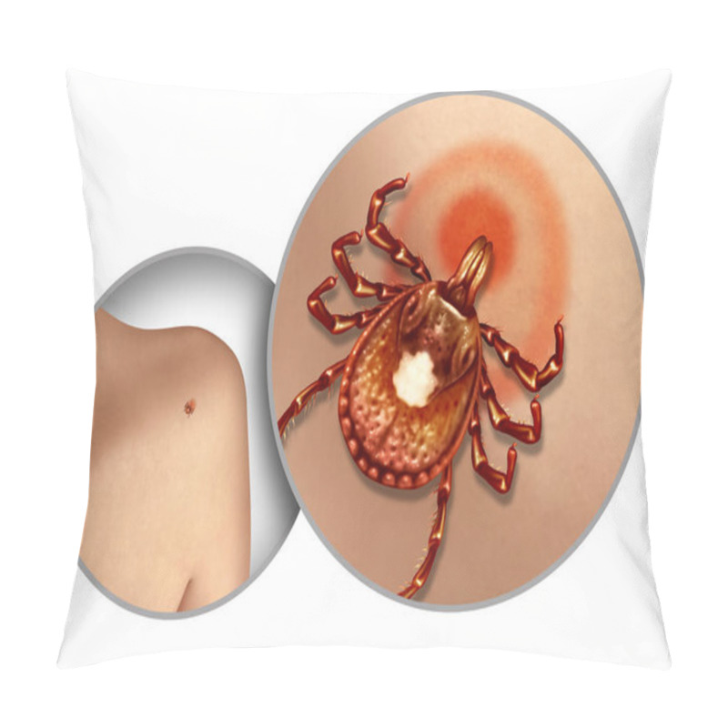 Personality  Lone Star Tick On The Skin As A Disease And Infectious Ticks Spreading Infection As A Health Danger With A Bite Of A Parasite Causing Infections In A 3D Illustration Style. Pillow Covers