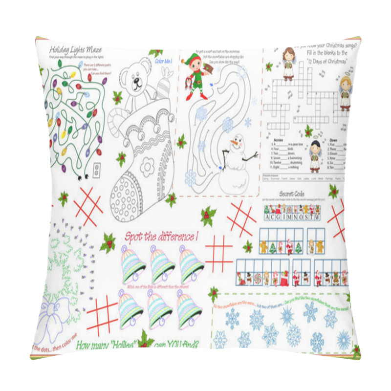 Personality  Placemat Christmas Printable Activity Sheet 7 Pillow Covers