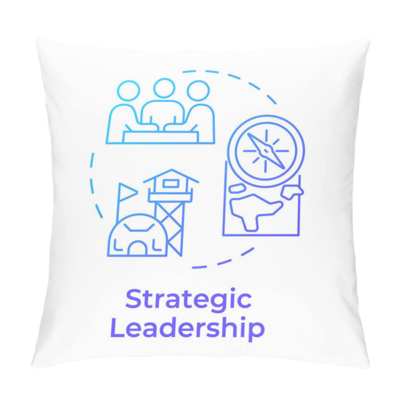 Personality  Strategic Leadership Blue Gradient Concept Icon. Longterm Planning, Military Command. Round Shape Line Illustration. Abstract Idea. Graphic Design. Easy To Use In Infographic, Presentation Pillow Covers