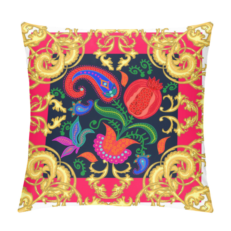 Personality  Silk Scarf With Baroque Motifs. Pillow Covers