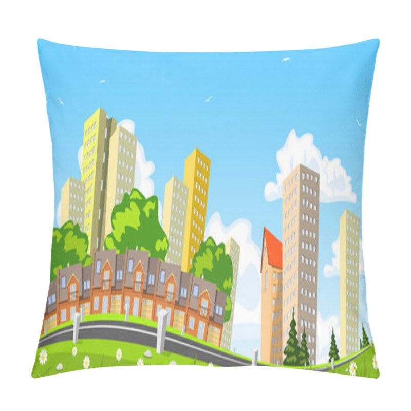 Personality  Abstract Vector City, Row Building. Illustration Pillow Covers