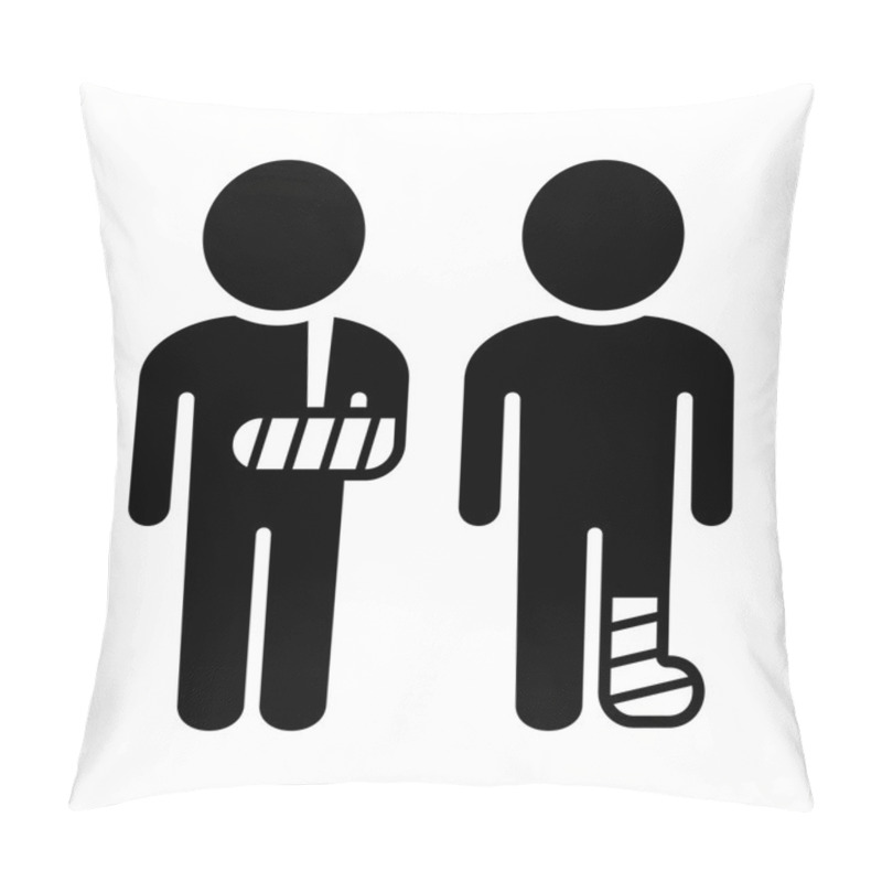 Personality  Broken Arm And Leg Icons Set. Vector Pillow Covers