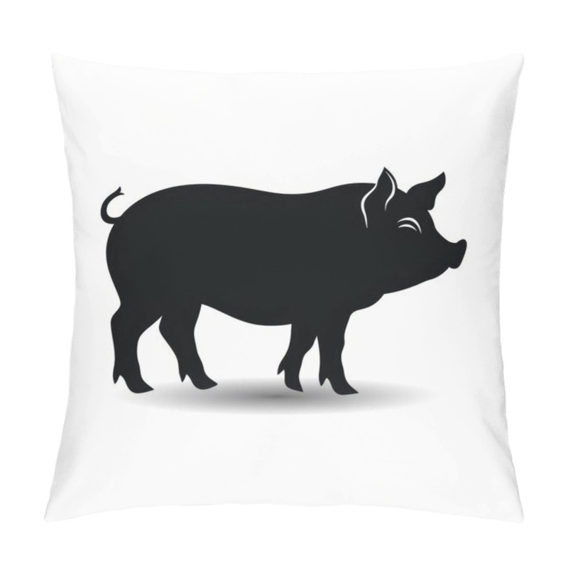 Personality  Stylized Silhouette Of A Pig Against A White Background, Creating A Modern And Playful Design. Pillow Covers