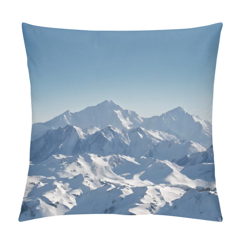 Personality  Nature's Majesty: Snow-Capped Mountains Touching The Sky Pillow Covers