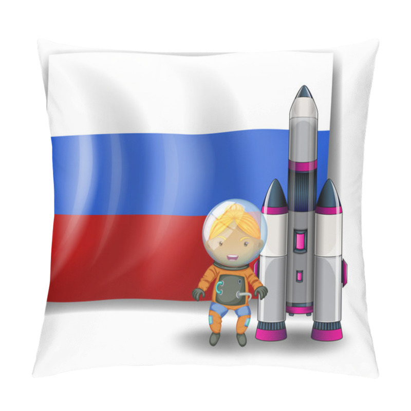 Personality  A Russian Flag With An Explorer Beside A Rocket Pillow Covers