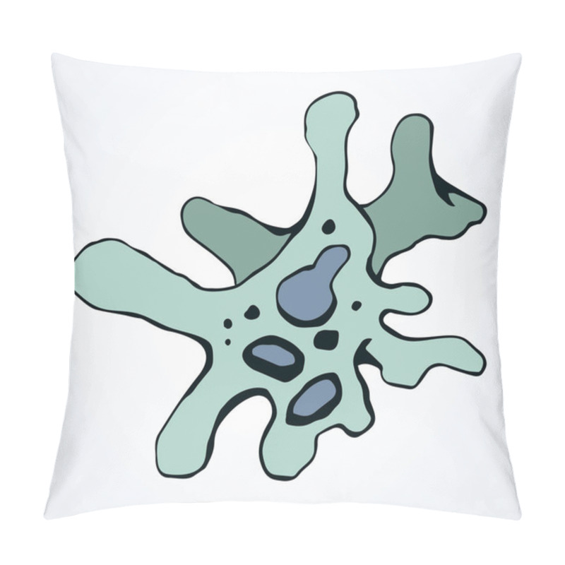 Personality  Abstract Chaos Shape Tiny Protist Element. Line Black Hand Drawn Water Nature Life Medicine School Study Icon Sign Symbol Pictogram Diagram Sketch. Art Doodle Cartoon Style Design. Closeup Macro View Pillow Covers