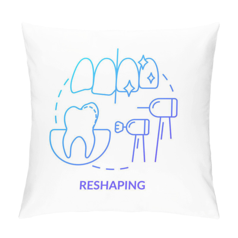 Personality  Reshaping Blue Gradient Concept Icon. Corrective Dentistry Strategy. Teeth Appearance Improvement Abstract Idea Thin Line Illustration. Isolated Outline Drawing. Myriad Pro-Bold Font Used Pillow Covers