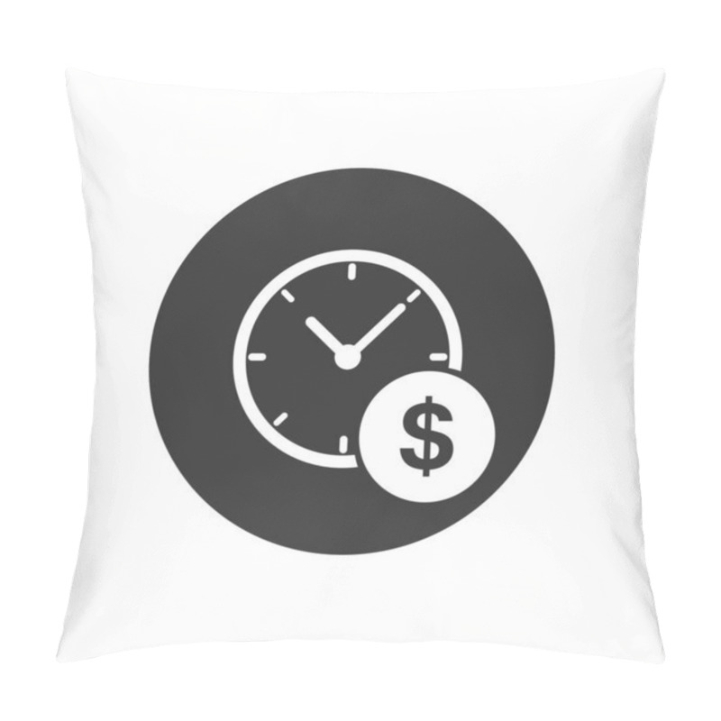 Personality  Business And Finance Management White Icon In Flat Style. Time Is Money Vector Illustration On Gray Background. Financial Strategy Business Concept Pillow Covers