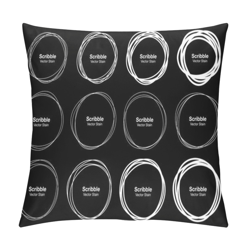 Personality  Set Of 12 White  Hand Drawn Scribble Circles Pillow Covers