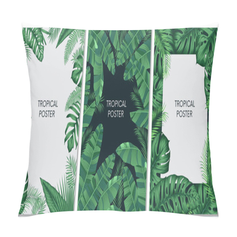 Personality  Vector Design Cards And Banners With Exotic Leaves, Tropical Printable Set Pillow Covers