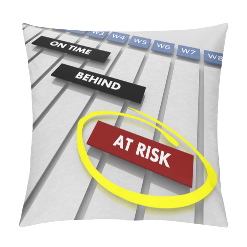 Personality  At Risk Projects Tasks Schedule Timeline Gantt Chart 3d Illustration Pillow Covers