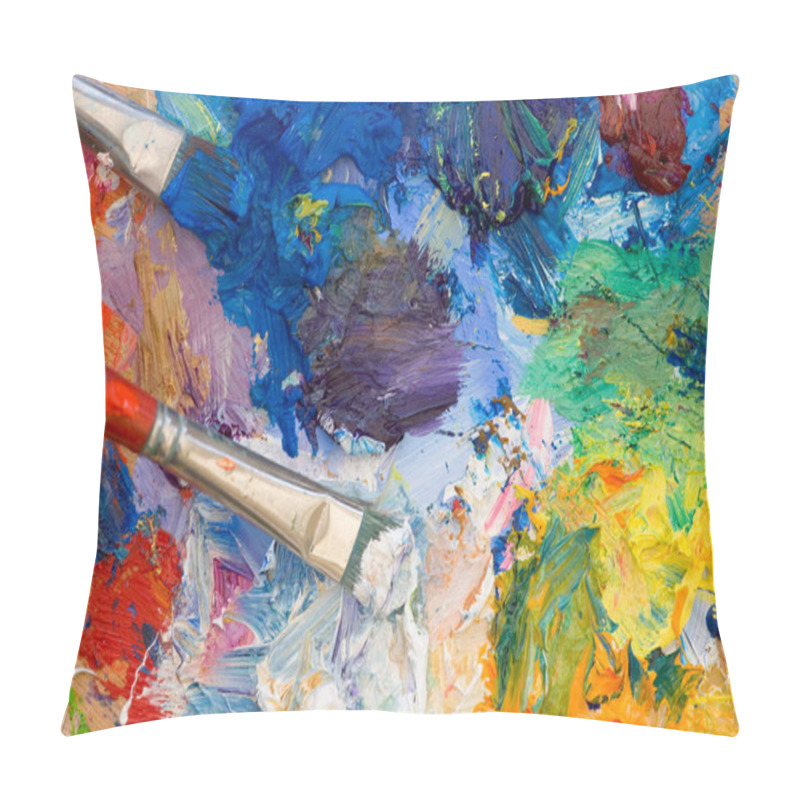 Personality  Artists Oil Paints And Brushes Multi Coloured Closeup Pillow Covers