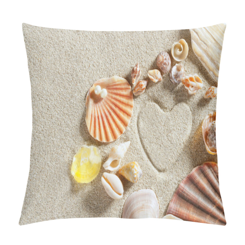 Personality  Beach White Sand Heart Shape Print Summer Vacation Pillow Covers