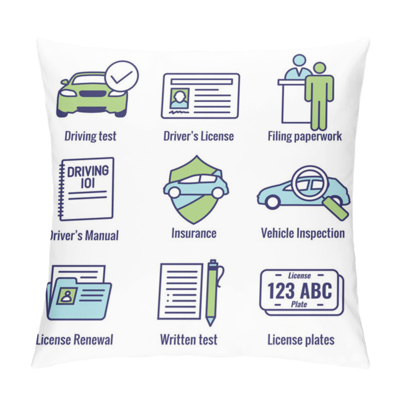 Personality  Drivers Test And License Icon Set And - Web Header Banner Pillow Covers