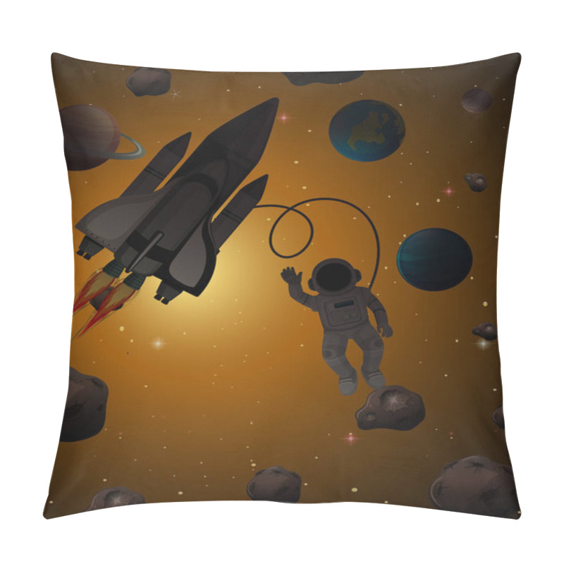 Personality  Astronaut In Space Scene Illustration Pillow Covers