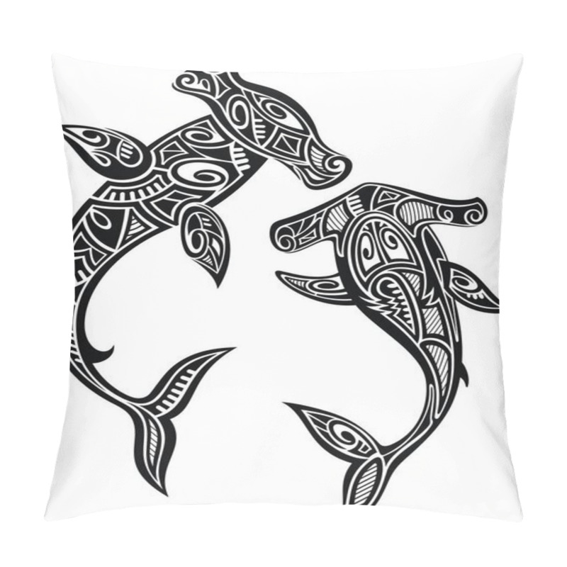 Personality  Hammer Sharks Tattoo In Maori Tribal Style Pillow Covers