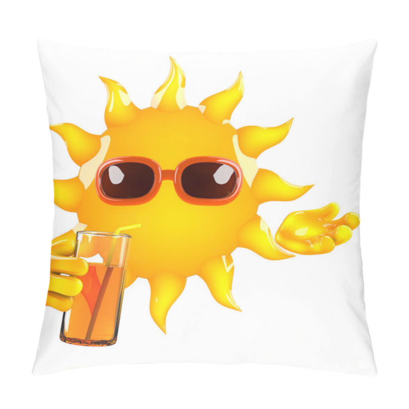 Personality  3d Render Of The Sun Drinking From A Glass Pillow Covers