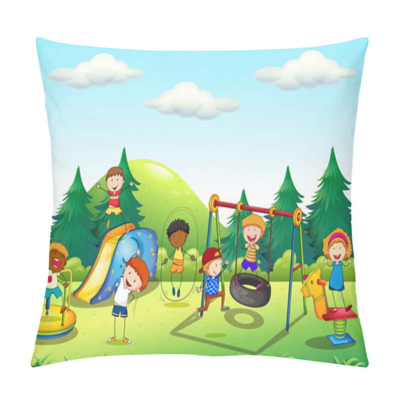 Personality  Many Kids Playing In The Playground Pillow Covers