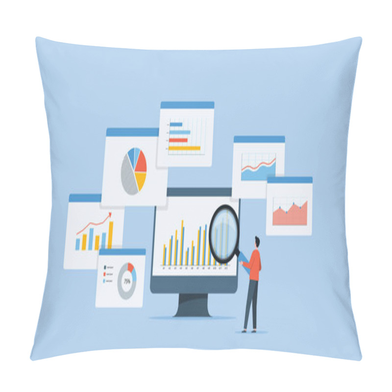 Personality  Business People Analytics And Monitoring Investment And Finance Report Graph On Monitor Concept Pillow Covers