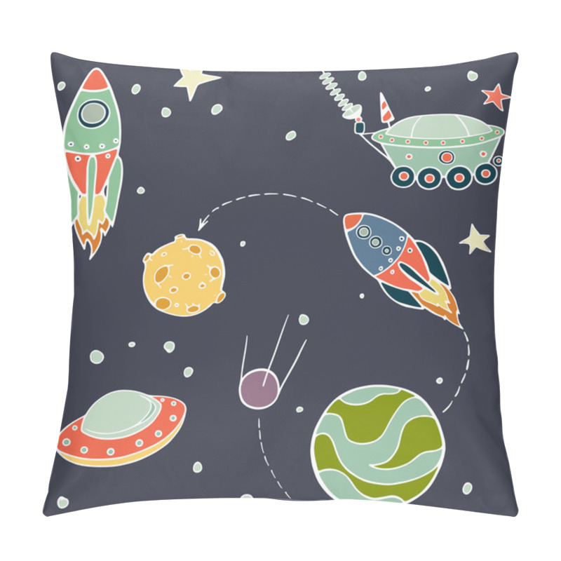 Personality  Set Of Cartoon Space Elements Pillow Covers