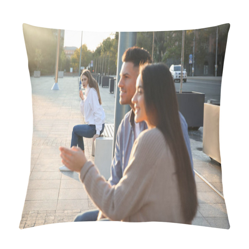 Personality  Jealous Ex Girlfriend Spying On Couple Outdoors Pillow Covers