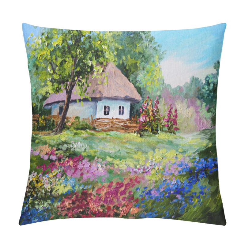 Personality  Oil Painting - House In The Village Pillow Covers