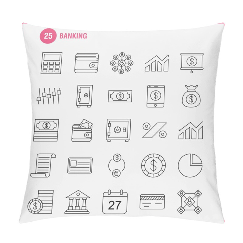 Personality  Banking Line Icon For Web, Print And Mobile UX/UI Kit. Such As: Calc, Calculate, Calculator, Device, Operation, User, Users, Group, Pictogram Pack. - Vector Pillow Covers