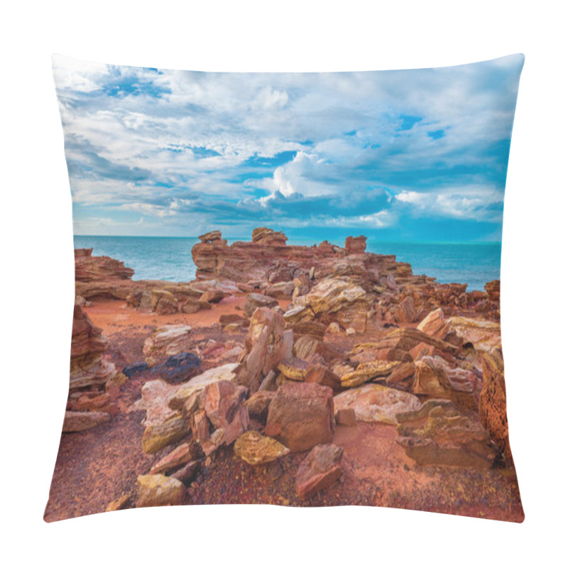 Personality  Rock formation at Gantheaume Point overlooking the Indian Ocean under a dramtic sky. pillow covers