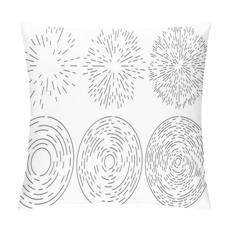 Personality  Set Of Radiating And Concentric Lines Elements.   Pillow Covers