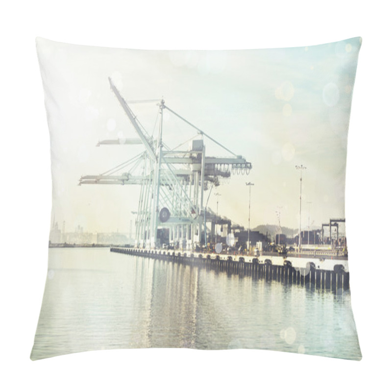 Personality  Cargo Cranes In Oakland Harbor Pillow Covers