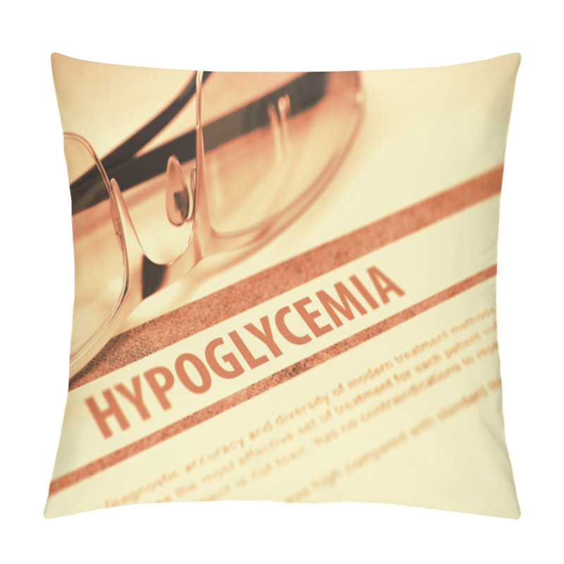 Personality  Diagnosis - Hypoglycemia. Medicine Concept. 3D Illustration. Pillow Covers