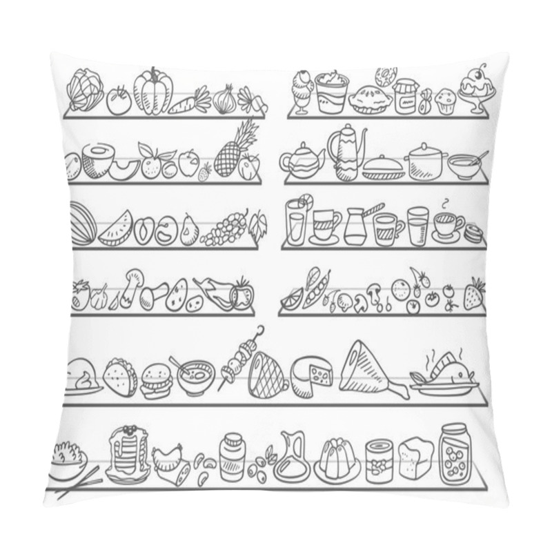 Personality  Doodle Food Icons Pillow Covers