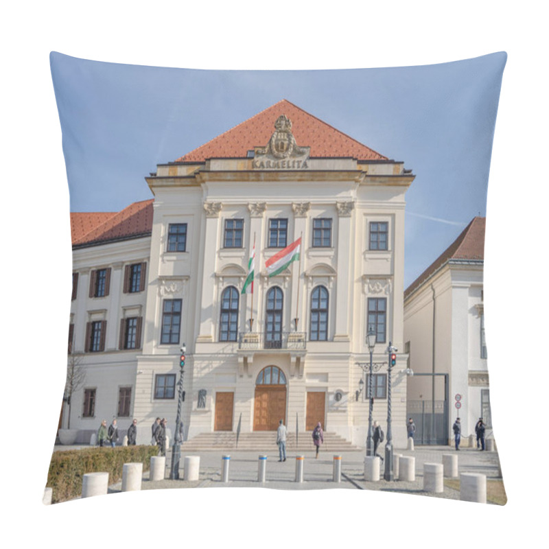 Personality  Budapest, Hungary - Feb 9, 2020: Court Theatre Of Buda Besides Sandor Palace On Buda Hill In Winter Pillow Covers