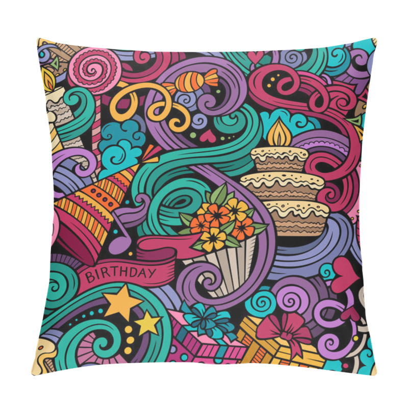 Personality  Cartoon Hand-drawn Doodles Birthday Theme Seamless Pattern Pillow Covers