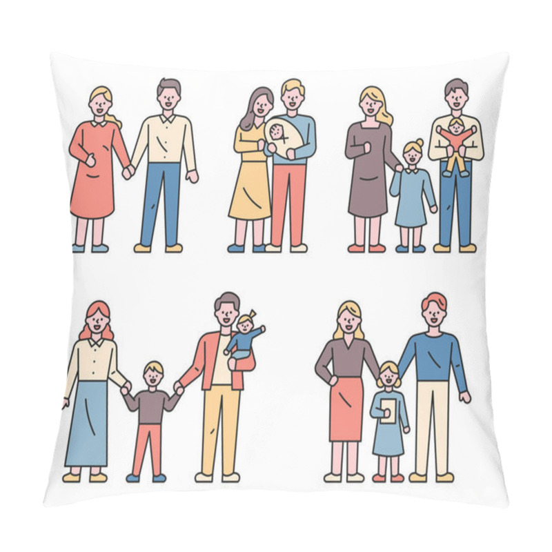 Personality  Background With Family, Persons Different Ages, Family Concept  Pillow Covers