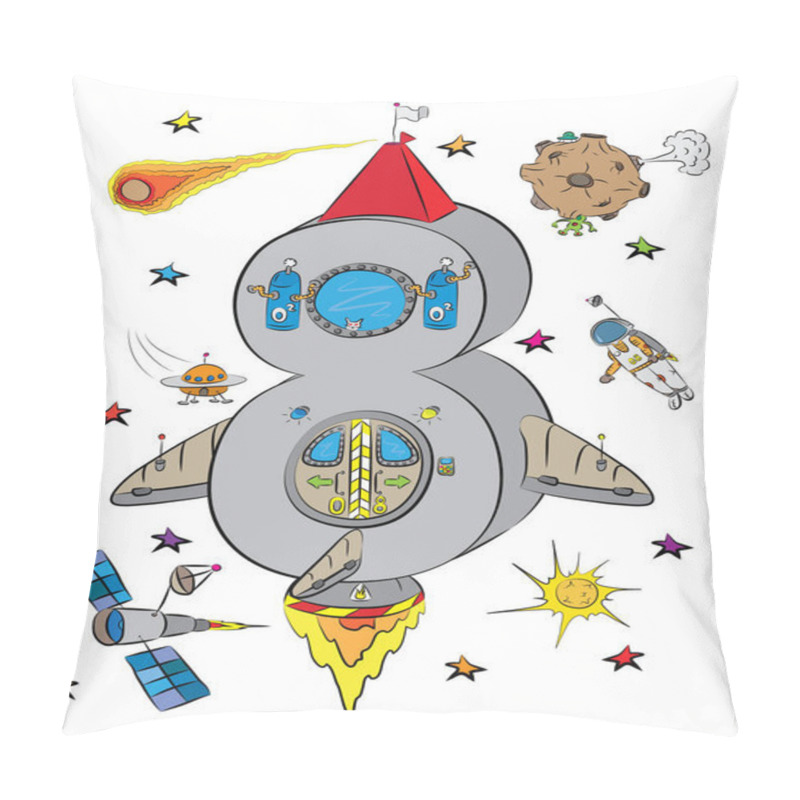 Personality  Number Eight As The Rocket In A Cosmos Space Pillow Covers