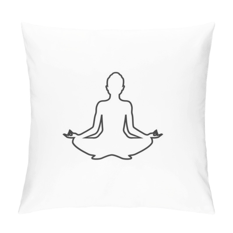 Personality  Yoga Line Icon. Lotus Position Silhouette. Vector Shape Pillow Covers