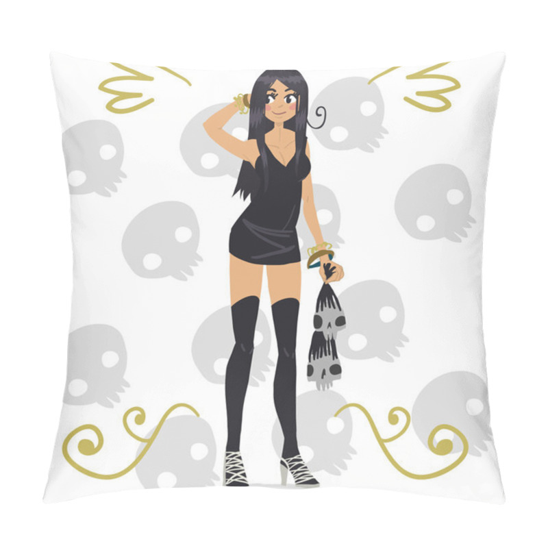 Personality  Cartoon Funny Halloween Girl With Skulls Pillow Covers