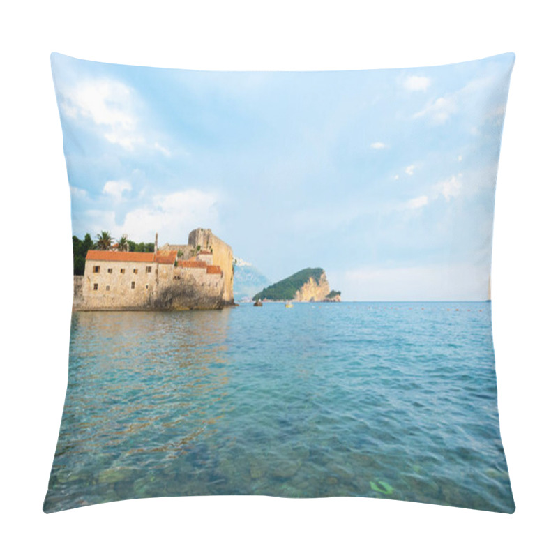 Personality  Bell Tower Of Sveti Ivana Cathedral And Adriatic Sea In Budva, Montenegro Pillow Covers