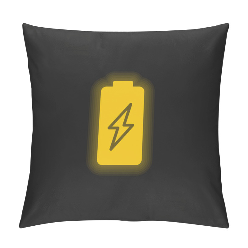 Personality  Battery Yellow Glowing Neon Icon Pillow Covers